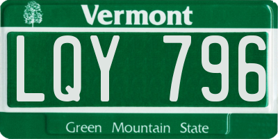 VT license plate LQY796