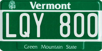 VT license plate LQY800