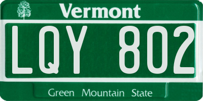VT license plate LQY802