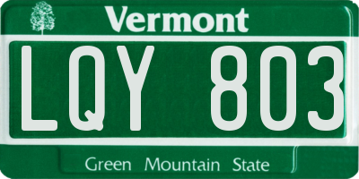 VT license plate LQY803