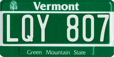 VT license plate LQY807