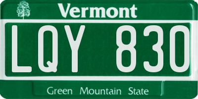 VT license plate LQY830