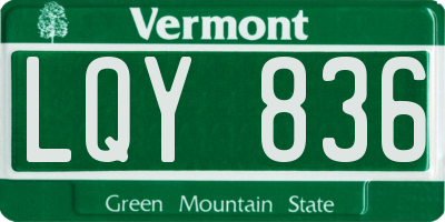 VT license plate LQY836