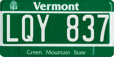 VT license plate LQY837