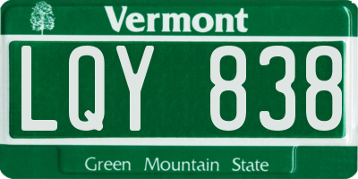 VT license plate LQY838