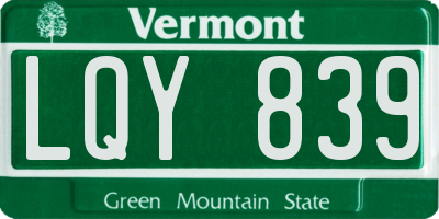VT license plate LQY839