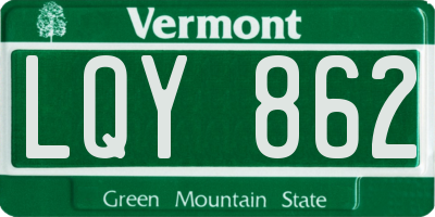 VT license plate LQY862