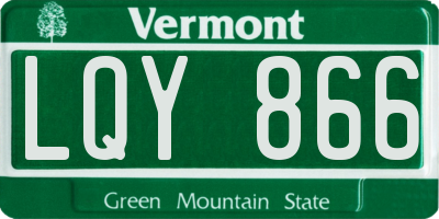 VT license plate LQY866