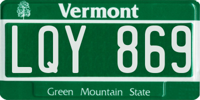 VT license plate LQY869