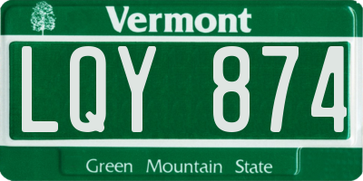 VT license plate LQY874