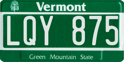 VT license plate LQY875