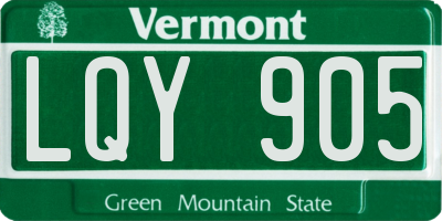 VT license plate LQY905