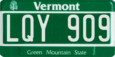 VT license plate LQY909