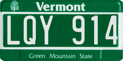 VT license plate LQY914