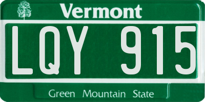 VT license plate LQY915