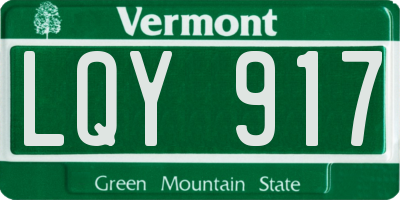 VT license plate LQY917