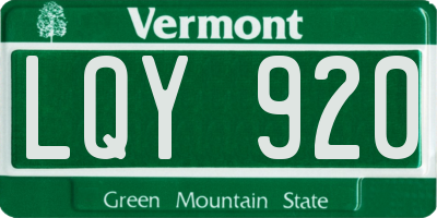 VT license plate LQY920
