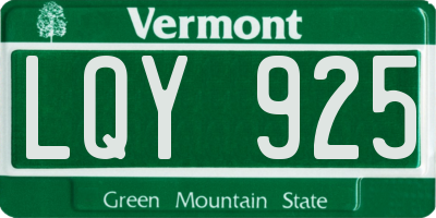 VT license plate LQY925