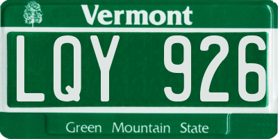 VT license plate LQY926