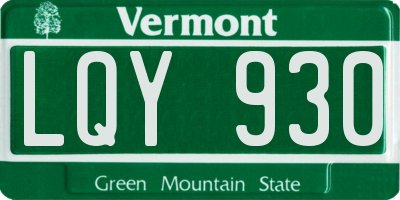 VT license plate LQY930