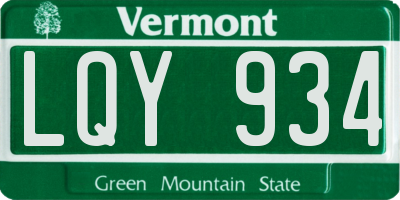 VT license plate LQY934