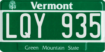 VT license plate LQY935