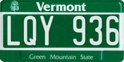 VT license plate LQY936