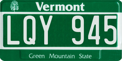 VT license plate LQY945