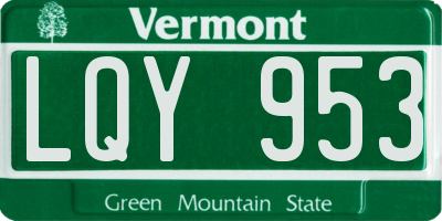 VT license plate LQY953