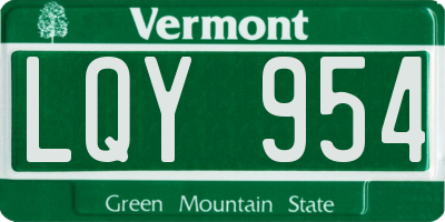 VT license plate LQY954