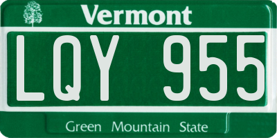VT license plate LQY955
