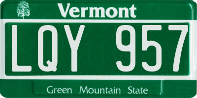 VT license plate LQY957