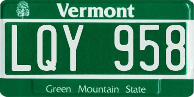 VT license plate LQY958
