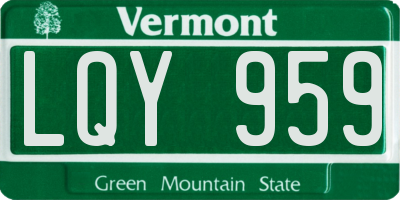 VT license plate LQY959