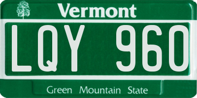VT license plate LQY960