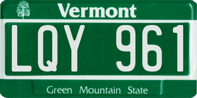 VT license plate LQY961