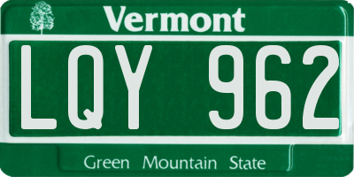 VT license plate LQY962