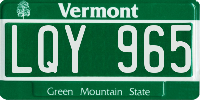 VT license plate LQY965