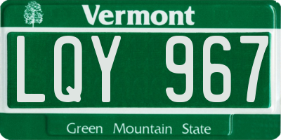 VT license plate LQY967