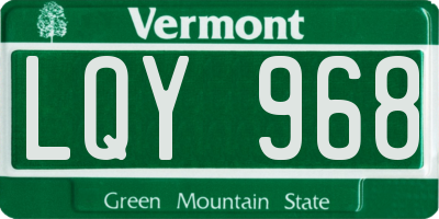 VT license plate LQY968