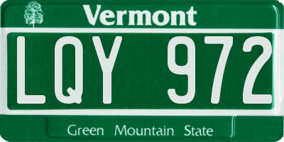 VT license plate LQY972