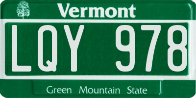 VT license plate LQY978