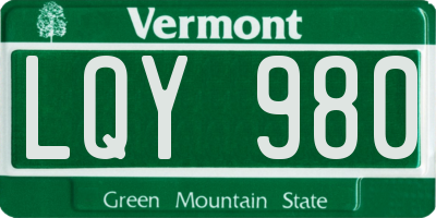 VT license plate LQY980