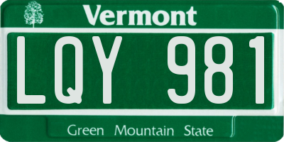 VT license plate LQY981
