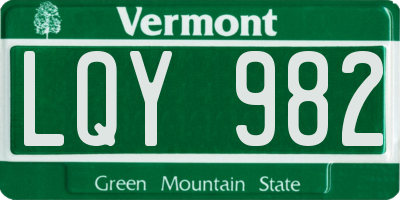VT license plate LQY982