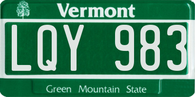VT license plate LQY983