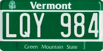 VT license plate LQY984