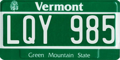 VT license plate LQY985