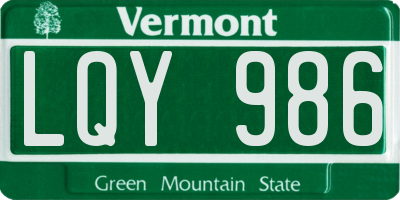 VT license plate LQY986