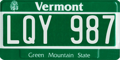 VT license plate LQY987